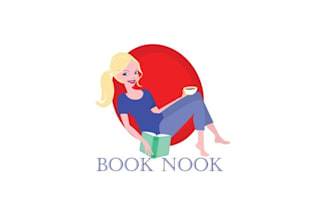 design modern unique book nook logo
