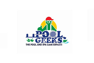make traditional pool geeks swimming pool cleaning service logo