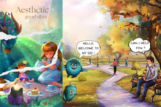 draw whimsical children storybook illustration and KDP cover