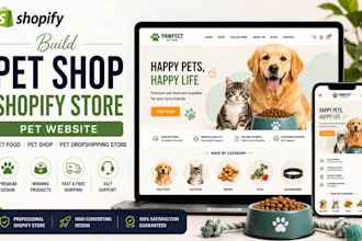 build pet website pet shop pet food pet shopify store pet dropshipping store