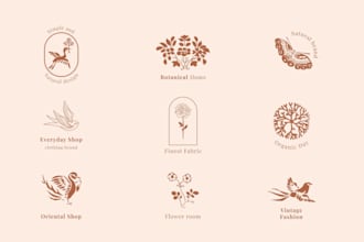 design hand drawn botanical boho minimalist logo