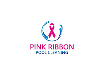 design classic pink ribbon pool cleaning logo