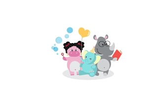 design modern animal characters kids logo