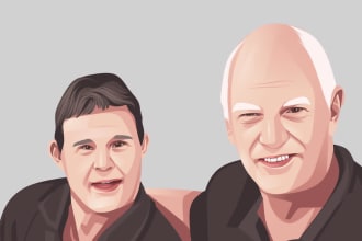 draw your best portrait of you and your couple in vector