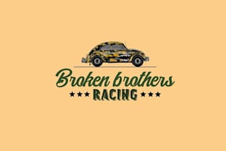 design unique racing car logo with my own creative thinking