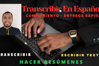 escribir, transcribir o redactar por usted