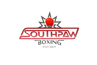 design traditional great southpaw boxing logo with package