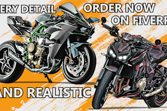 draw a detailed motorcycle vector
