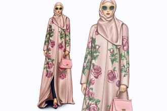 draw abaya fashion illustration or sketch