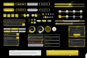 create game icons and buttons set