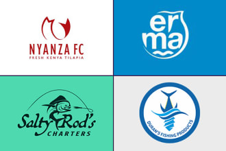 design a creative modern luxury fishing logo for source file