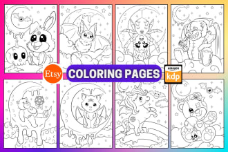 design kawaii coloring book cover and pages for men women and kids