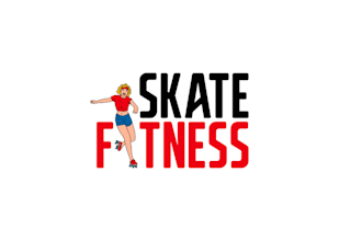 roller skating lessons cartoon logo design