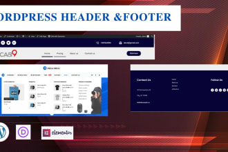 design ,redesign header,footer,megamenu,top bar of your wordpress website