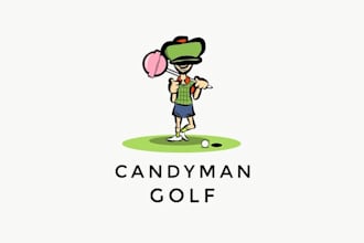 fun character candy man golf brand logo