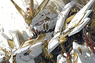 design your mecha robot fanart in digital artwork