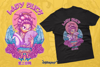 draw japanese cartoon tshirt design for you with my style