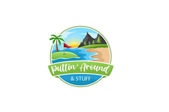 looking fun mountain beach theme mini golf logo