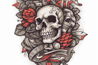 draw a hand drawn custom tattoo design for you