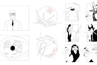 create minimal fan art in fine line style