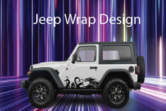 design jeep wrap, car wrap, vehicle wrap, food truck wrap