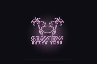 funky beach shop logo design