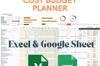 home building planner, construction budget template