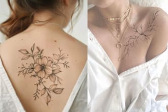 design unique custom and modern floral tattoo