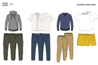 create 4 fashion sketches
