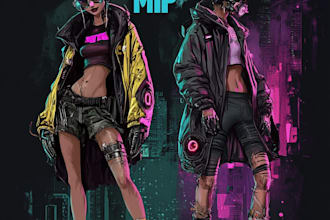 make a futuristic cyberpunk city art background art