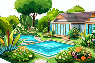 create your front yard, backyard, garden, swimming pool design