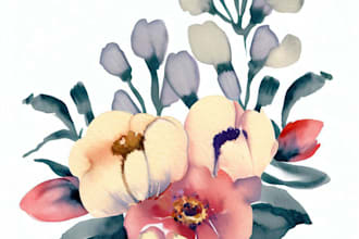 paint flowers illustration in watercolor