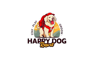unique dog resort logo design