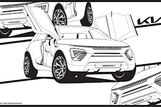 draw your car or vehicle into vector line art for tshirt