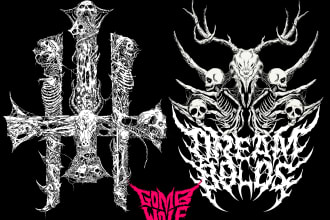 create illustration metal,dark horror