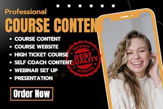 create high ticket coaching program, online course content, webinar, website