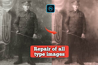 restore, retouch, repair, fix damaged and colorize your old photo