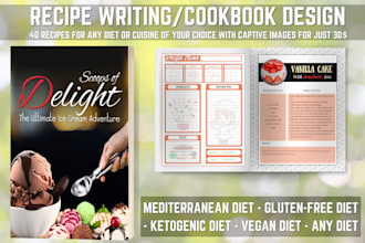 write food recipes, design high quality cookbook or recipe book