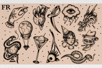hand draw your custom themed flash tattoo sheet
