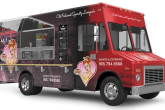 design stylish food truck wrap, food trailer wrap, food van wrap design
