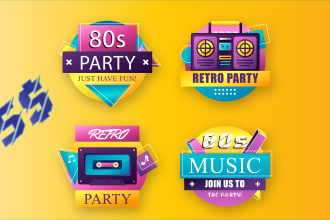 create a retro 80s 90s pop style typography logo for you