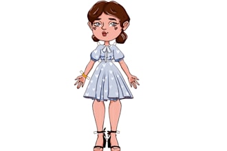 draw paper doll with outfits and accessories