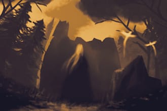 create concept art landscape and environment illustration