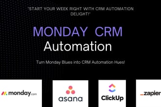 setup monday automation, monday CRM, workflow on notion, asana,clickup, trello