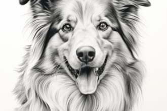 draw custom pet pencil portrait of your cat dog horse