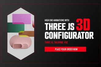 build 3d model, animations, configurator or landing page with three js