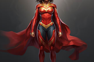draw beautiful superhero character for you