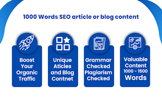 write SEO friendly 1000 word articles or blog post in 8 hours