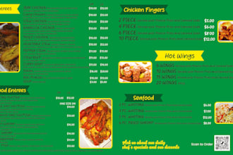 design attractive food menu flyers takeaway menu and digital menu