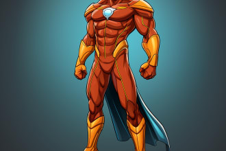 draw unique superhero cartoon comic character